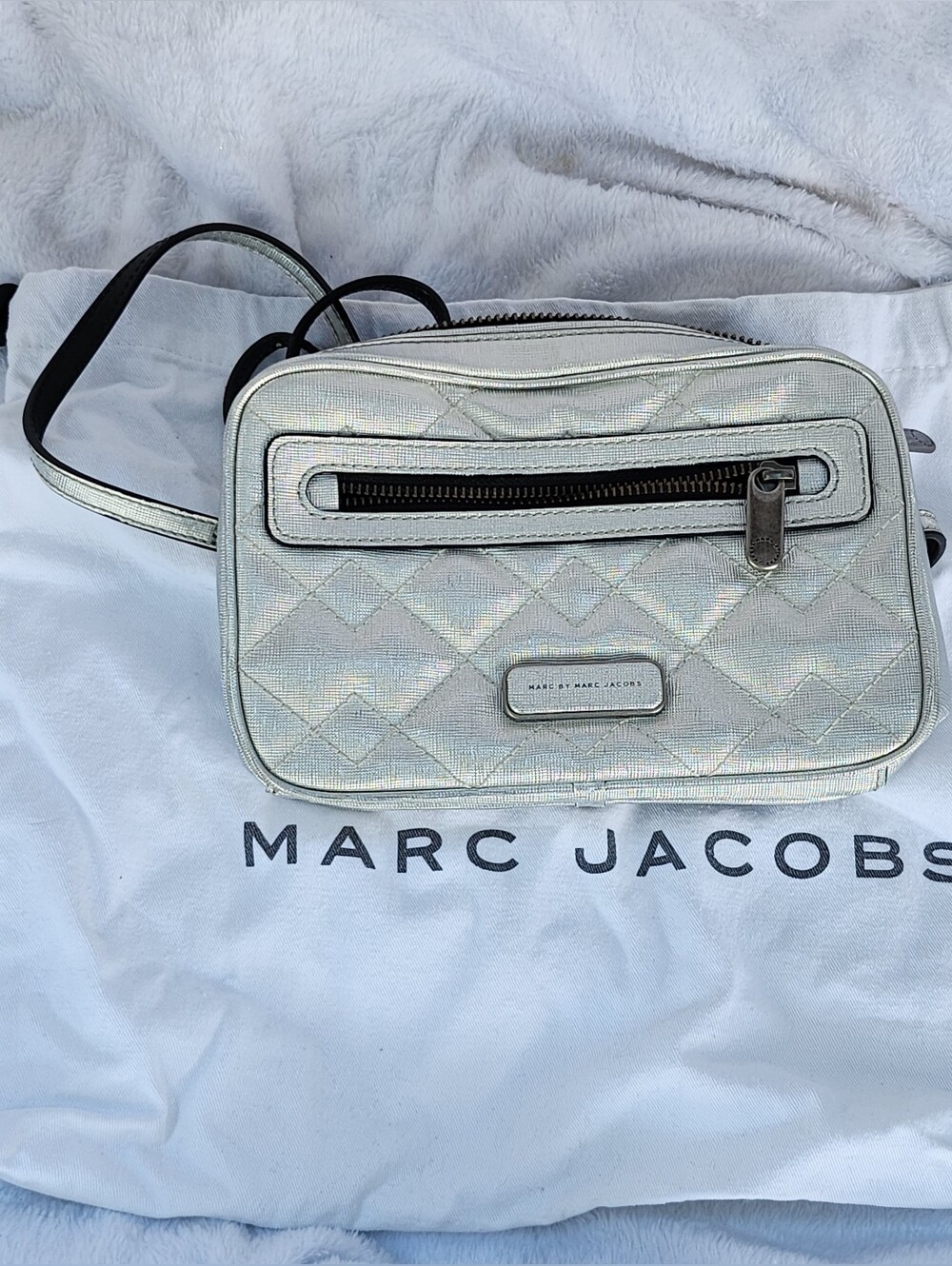 Marc Jacobs Iridescent Silver Quilted Crossbody Bag